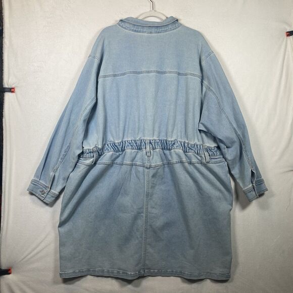 Terra & Sky Women’s Plus Size Blue Denim Shirt Dress Button Front Pockets NWT - Picture 2 of 13